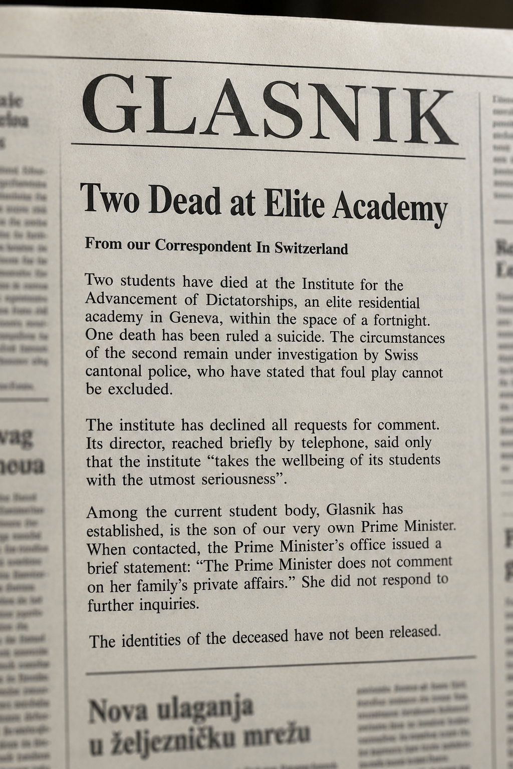Glasnik — Two Dead at Elite Academy