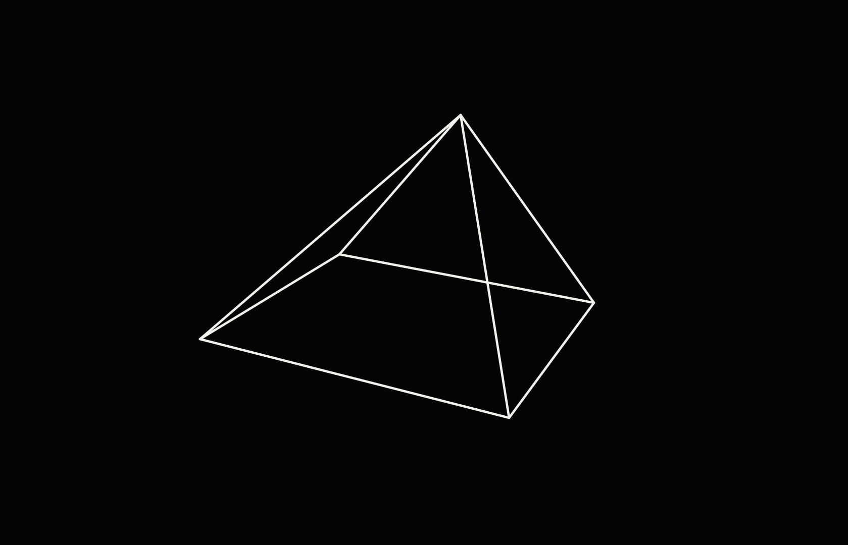 A minimal line drawing of an askew pyramid